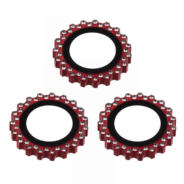 3Pcs / Set For iPhone 16 Pro Max / 16 Pro Camera Lens Protector Gear Shape Rhinestone Decor Corning Gorilla Glass Lens Film