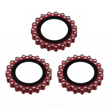 3Pcs / Set For iPhone 16 Pro Max / 16 Pro Camera Lens Protector Gear Shape Rhinestone Decor Corning Gorilla Glass Lens Film