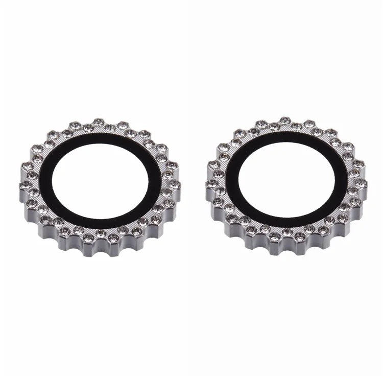 2Pcs / Set For iPhone 16 Plus / 16 Camera Lens Protector Gear Shape Rhinestone Decor Corning Gorilla Glass Lens Film