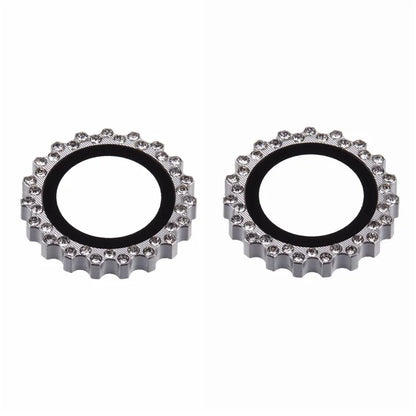 2Pcs / Set For iPhone 16 Plus / 16 Camera Lens Protector Gear Shape Rhinestone Decor Corning Gorilla Glass Lens Film