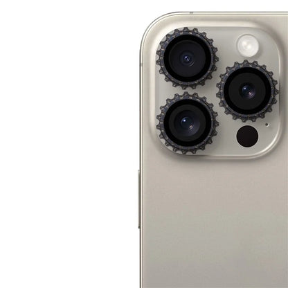 3Pcs / Set For iPhone 16 Pro / 16 Pro Max Camera Lens Protector Gear Shape Rhinestone Decor Corning Gorilla Glass Lens Film