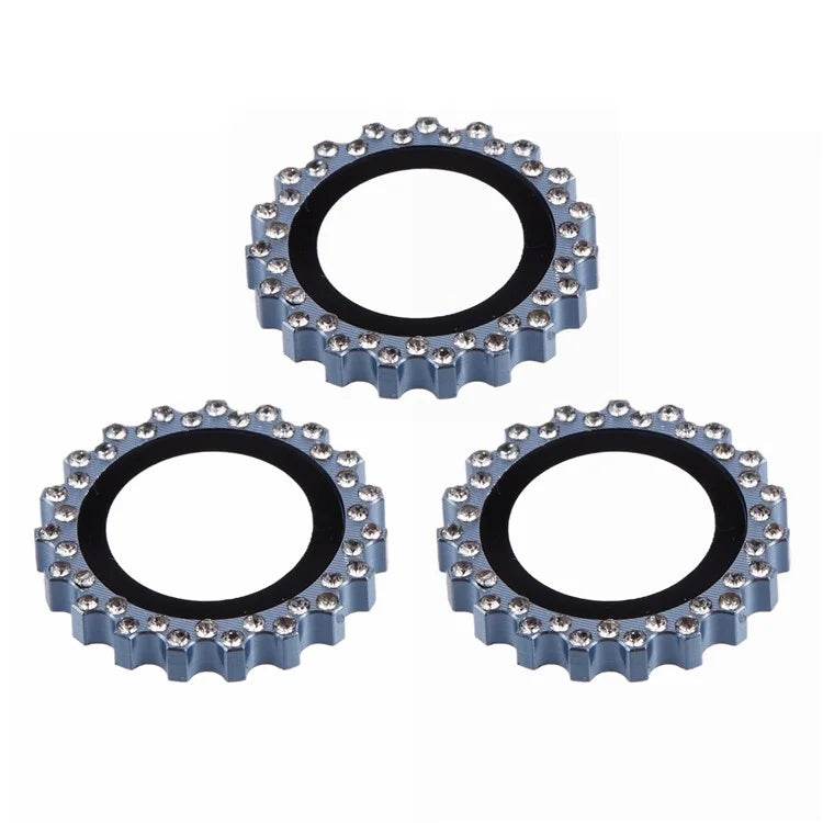 3Pcs / Set For iPhone 16 Pro / 16 Pro Max Camera Lens Protector Gear Shape Rhinestone Decor Corning Gorilla Glass Lens Film