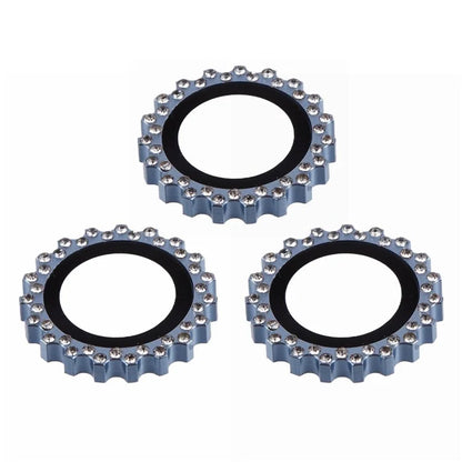 3Pcs / Set For iPhone 16 Pro / 16 Pro Max Camera Lens Protector Gear Shape Rhinestone Decor Corning Gorilla Glass Lens Film