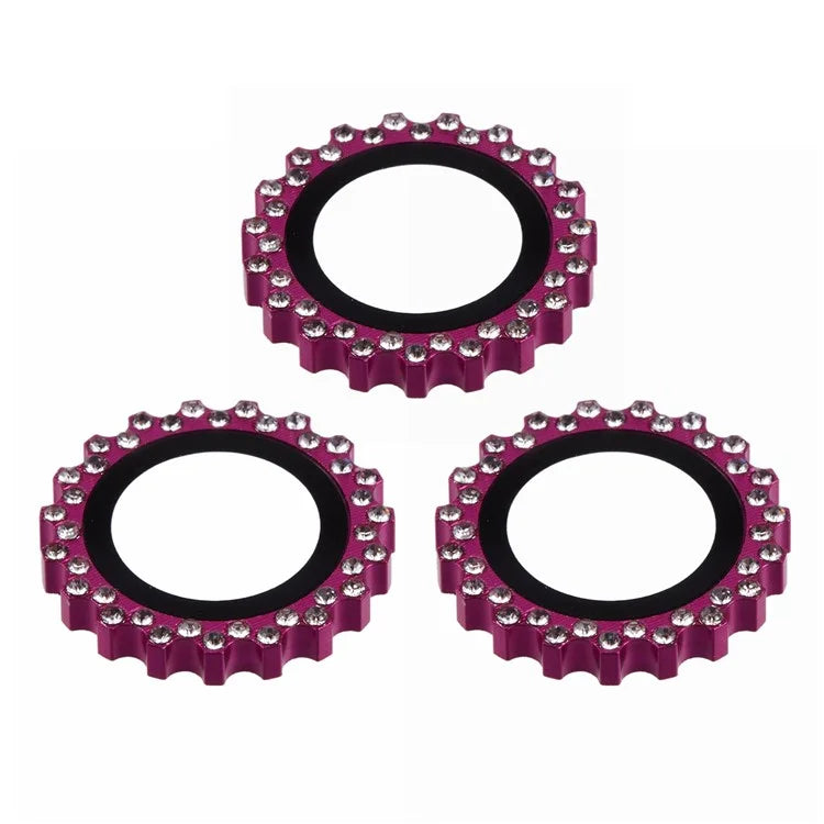3Pcs / Set For iPhone 16 Pro / 16 Pro Max Camera Lens Protector Gear Shape Rhinestone Decor Corning Gorilla Glass Lens Film