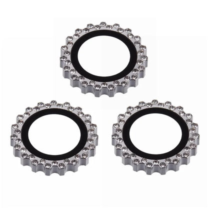 3Pcs / Set For iPhone 16 Pro / 16 Pro Max Camera Lens Protector Gear Shape Rhinestone Decor Corning Gorilla Glass Lens Film