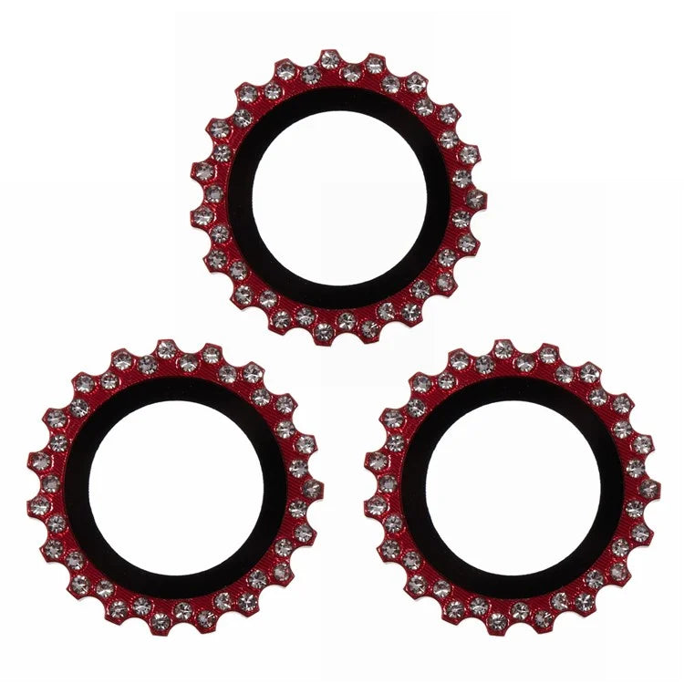 3Pcs / Set For iPhone 16 Pro / 16 Pro Max Camera Lens Protector Gear Shape Rhinestone Decor Corning Gorilla Glass Lens Film