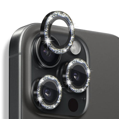 NORTHJO 1 Set For iPhone 16 Pro / 16 Pro Max Camera Lens Film Tempered Glass+Metal Glitter Rear Lens Protector