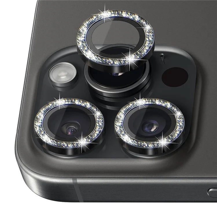 NORTHJO 1 Set For iPhone 16 Pro / 16 Pro Max Camera Lens Film Tempered Glass+Metal Glitter Rear Lens Protector