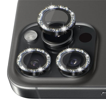 NORTHJO 1 Set For iPhone 16 Pro / 16 Pro Max Camera Lens Film Tempered Glass+Metal Glitter Rear Lens Protector