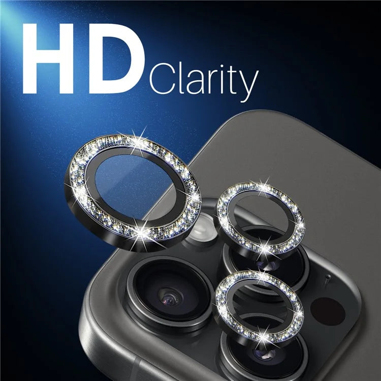 NORTHJO 1 Set For iPhone 16 Pro / 16 Pro Max Camera Lens Film Tempered Glass+Metal Glitter Rear Lens Protector