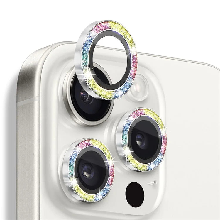 NORTHJO 1 Set For iPhone 16 Pro / 16 Pro Max Camera Lens Film Tempered Glass+Metal Glitter Rear Lens Protector