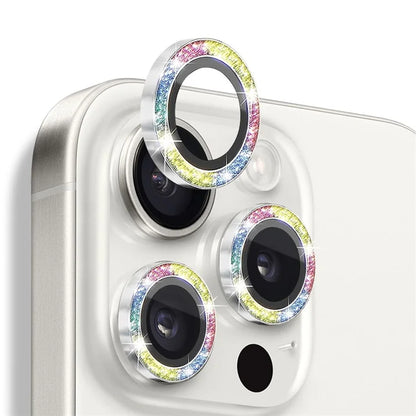 NORTHJO 1 Set For iPhone 16 Pro / 16 Pro Max Camera Lens Film Tempered Glass+Metal Glitter Rear Lens Protector