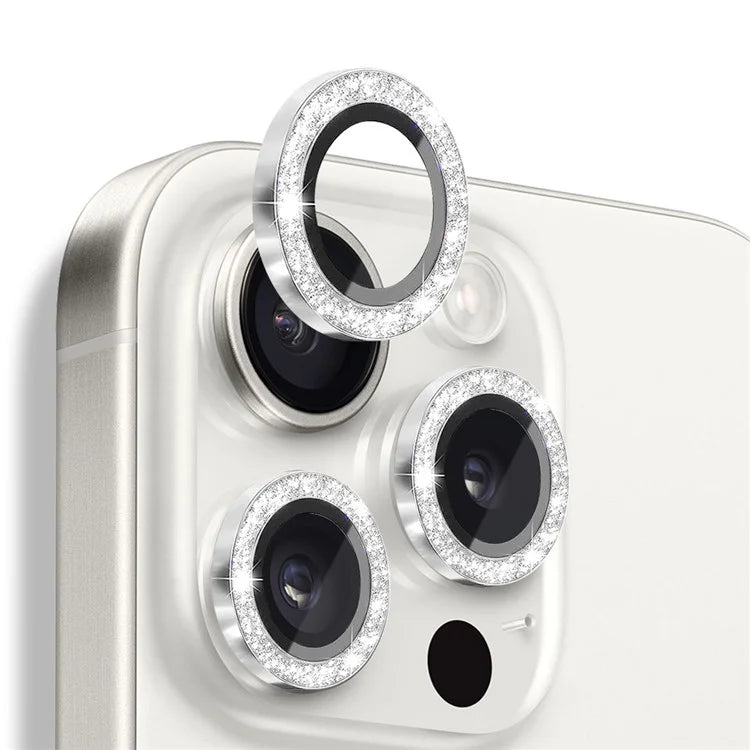 NORTHJO 1 Set For iPhone 16 Pro / 16 Pro Max Camera Lens Film Tempered Glass+Metal Glitter Rear Lens Protector
