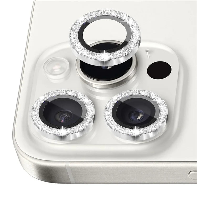 NORTHJO 1 Set For iPhone 16 Pro / 16 Pro Max Camera Lens Film Tempered Glass+Metal Glitter Rear Lens Protector