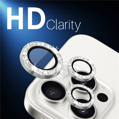 NORTHJO 1 Set For iPhone 16 Pro / 16 Pro Max Camera Lens Film Tempered Glass+Metal Glitter Rear Lens Protector