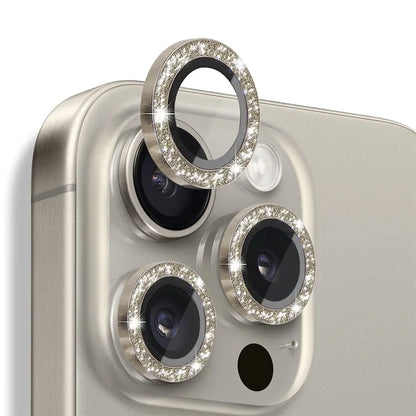 NORTHJO 1 Set For iPhone 16 Pro / 16 Pro Max Camera Lens Film Tempered Glass+Metal Glitter Rear Lens Protector