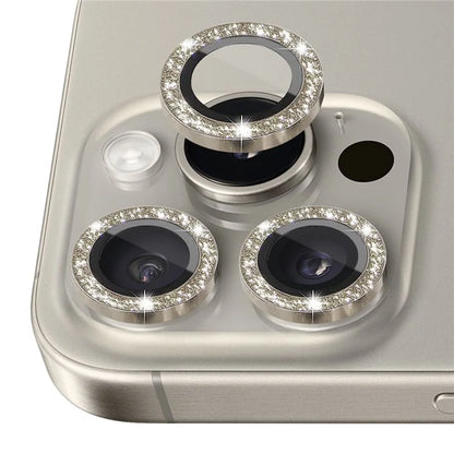 NORTHJO 1 Set For iPhone 16 Pro / 16 Pro Max Camera Lens Film Tempered Glass+Metal Glitter Rear Lens Protector