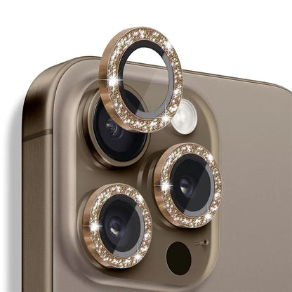 NORTHJO 1 Set For iPhone 16 Pro / 16 Pro Max Camera Lens Film Tempered Glass+Metal Glitter Rear Lens Protector