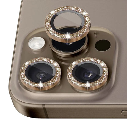 NORTHJO 1 Set For iPhone 16 Pro / 16 Pro Max Camera Lens Film Tempered Glass+Metal Glitter Rear Lens Protector
