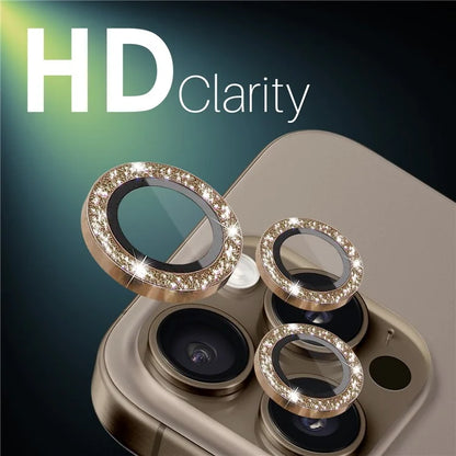 NORTHJO 1 Set For iPhone 16 Pro / 16 Pro Max Camera Lens Film Tempered Glass+Metal Glitter Rear Lens Protector
