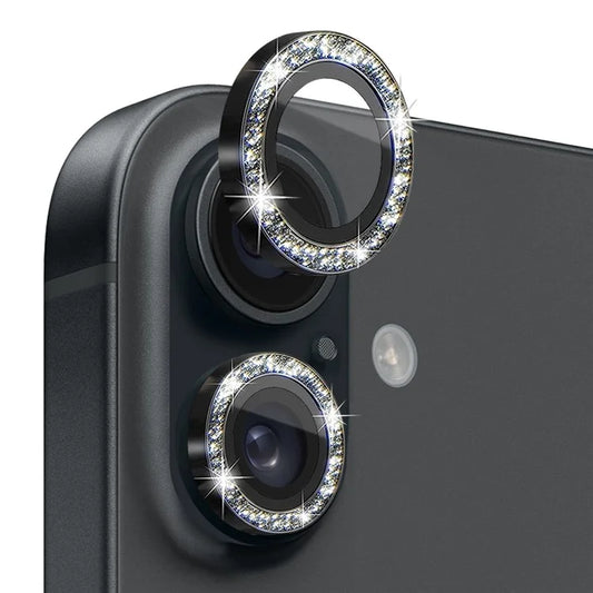 NORTHJO 1 Set For iPhone 16 / 16 Plus Camera Lens Film Tempered Glass+Metal Glitter Rear Lens Protector