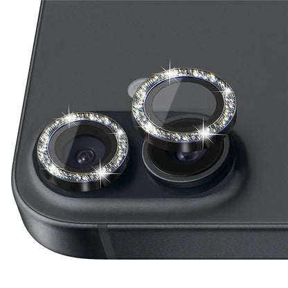 NORTHJO 1 Set For iPhone 16 / 16 Plus Camera Lens Film Tempered Glass+Metal Glitter Rear Lens Protector