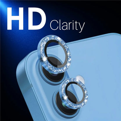 NORTHJO 1 Set For iPhone 16 / 16 Plus Camera Lens Film Tempered Glass+Metal Glitter Rear Lens Protector