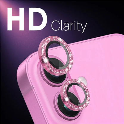 NORTHJO 1 Set For iPhone 16 / 16 Plus Camera Lens Film Tempered Glass+Metal Glitter Rear Lens Protector
