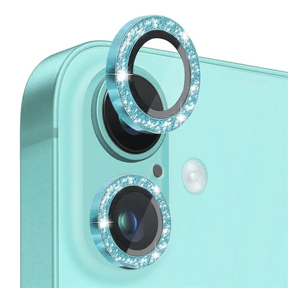 NORTHJO 1 Set For iPhone 16 / 16 Plus Camera Lens Film Tempered Glass+Metal Glitter Rear Lens Protector