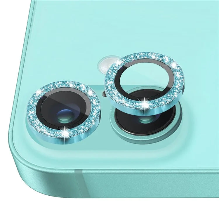 NORTHJO 1 Set For iPhone 16 / 16 Plus Camera Lens Film Tempered Glass+Metal Glitter Rear Lens Protector