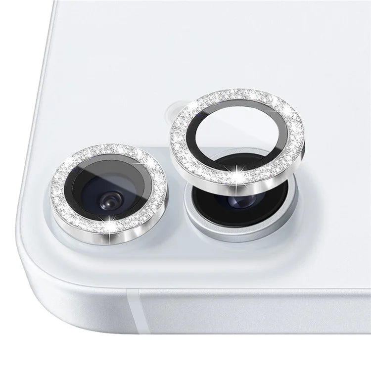 NORTHJO 1 Set For iPhone 16 / 16 Plus Camera Lens Film Tempered Glass+Metal Glitter Rear Lens Protector