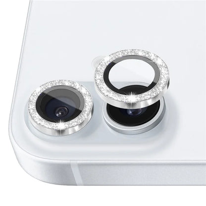 NORTHJO 1 Set For iPhone 16 / 16 Plus Camera Lens Film Tempered Glass+Metal Glitter Rear Lens Protector