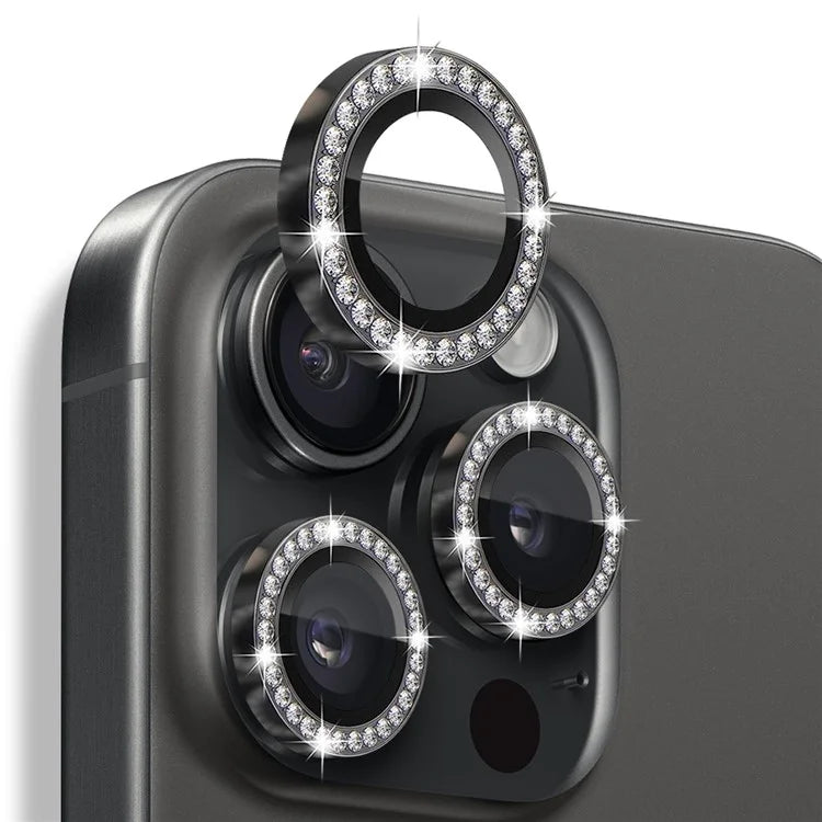 NORTHJO For iPhone 16 Pro / 16 Pro Max Lens Protector Rhinestone Ring Tempered Glass Lens Film