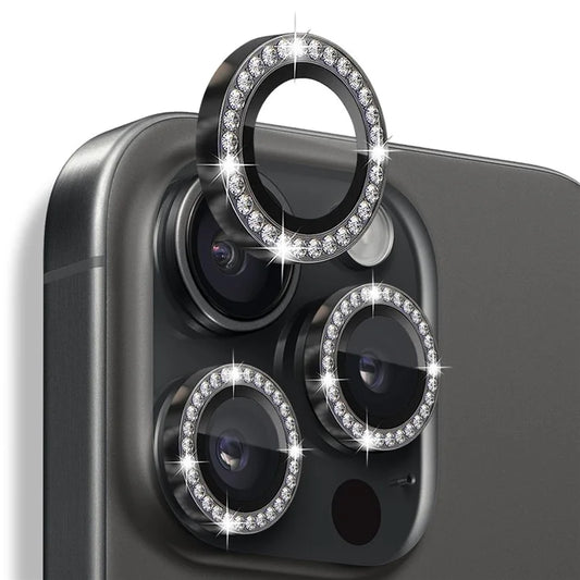 NORTHJO For iPhone 16 Pro / 16 Pro Max Lens Protector Rhinestone Ring Tempered Glass Lens Film
