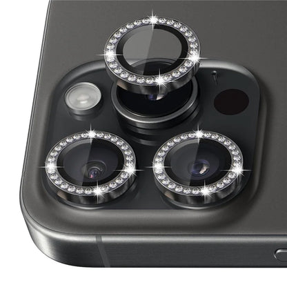 NORTHJO For iPhone 16 Pro / 16 Pro Max Lens Protector Rhinestone Ring Tempered Glass Lens Film