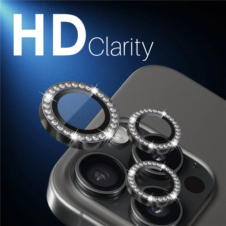 NORTHJO For iPhone 16 Pro / 16 Pro Max Lens Protector Rhinestone Ring Tempered Glass Lens Film