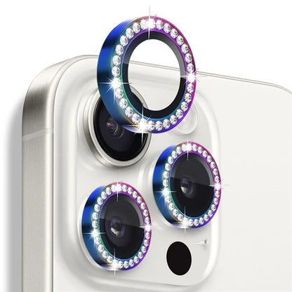 NORTHJO For iPhone 16 Pro / 16 Pro Max Lens Protector Rhinestone Ring Tempered Glass Lens Film