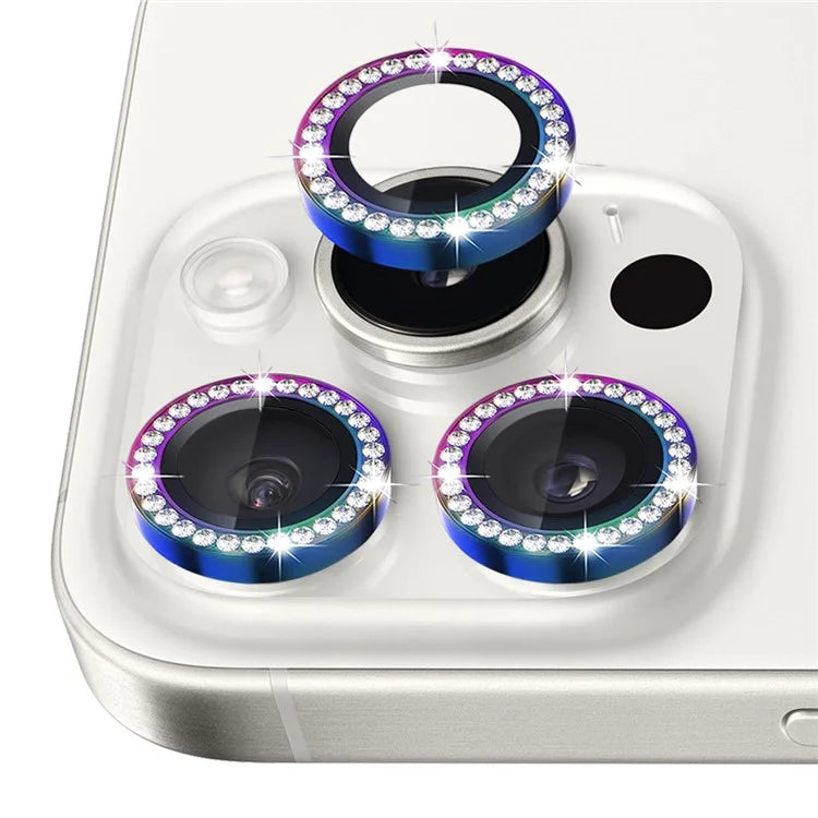 NORTHJO For iPhone 16 Pro / 16 Pro Max Lens Protector Rhinestone Ring Tempered Glass Lens Film