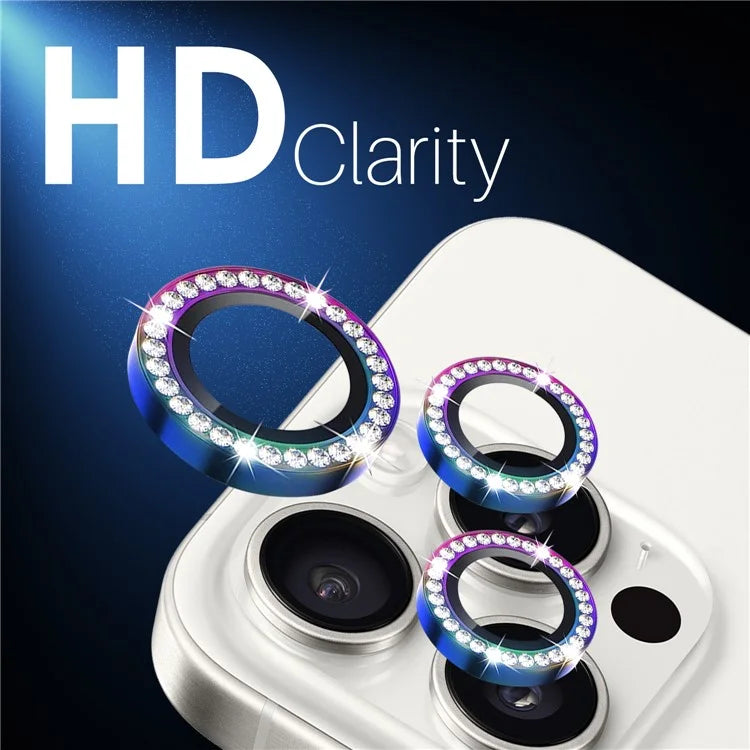 NORTHJO For iPhone 16 Pro / 16 Pro Max Lens Protector Rhinestone Ring Tempered Glass Lens Film