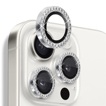 NORTHJO For iPhone 16 Pro / 16 Pro Max Lens Protector Rhinestone Ring Tempered Glass Lens Film