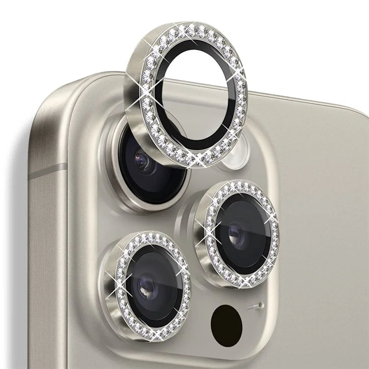 NORTHJO For iPhone 16 Pro / 16 Pro Max Lens Protector Rhinestone Ring Tempered Glass Lens Film
