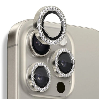NORTHJO For iPhone 16 Pro / 16 Pro Max Lens Protector Rhinestone Ring Tempered Glass Lens Film