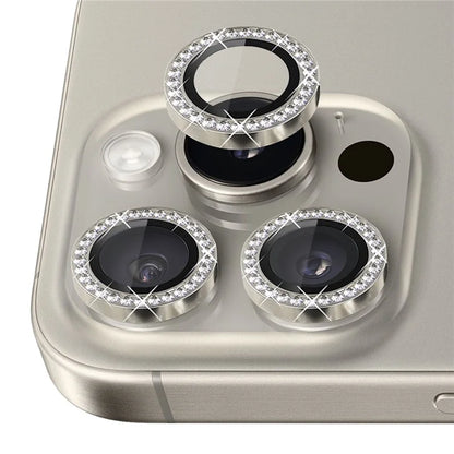 NORTHJO For iPhone 16 Pro / 16 Pro Max Lens Protector Rhinestone Ring Tempered Glass Lens Film