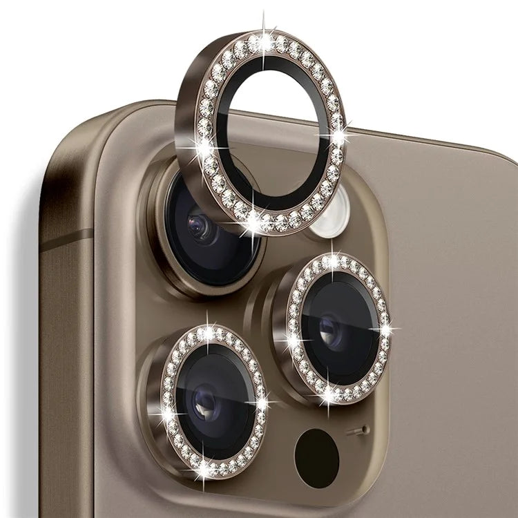 NORTHJO For iPhone 16 Pro / 16 Pro Max Lens Protector Rhinestone Ring Tempered Glass Lens Film