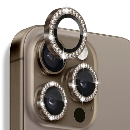 NORTHJO For iPhone 16 Pro / 16 Pro Max Lens Protector Rhinestone Ring Tempered Glass Lens Film
