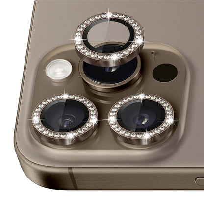 NORTHJO For iPhone 16 Pro / 16 Pro Max Lens Protector Rhinestone Ring Tempered Glass Lens Film