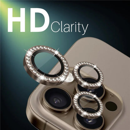 NORTHJO For iPhone 16 Pro / 16 Pro Max Lens Protector Rhinestone Ring Tempered Glass Lens Film