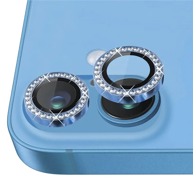 NORTHJO For iPhone 16 / 16 Plus Lens Protector Rhinestone Ring Tempered Glass Lens Film