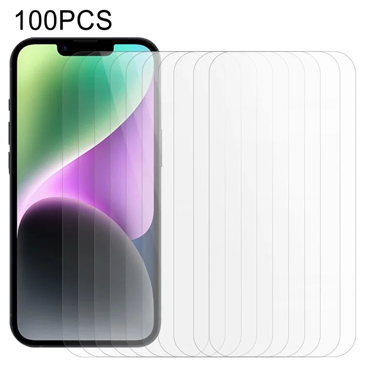 100Pcs For iPhone 16 Plus / 15 Plus Tempered Glass 0.25 Arc Edges Thick Glue HD Film Screen Protector