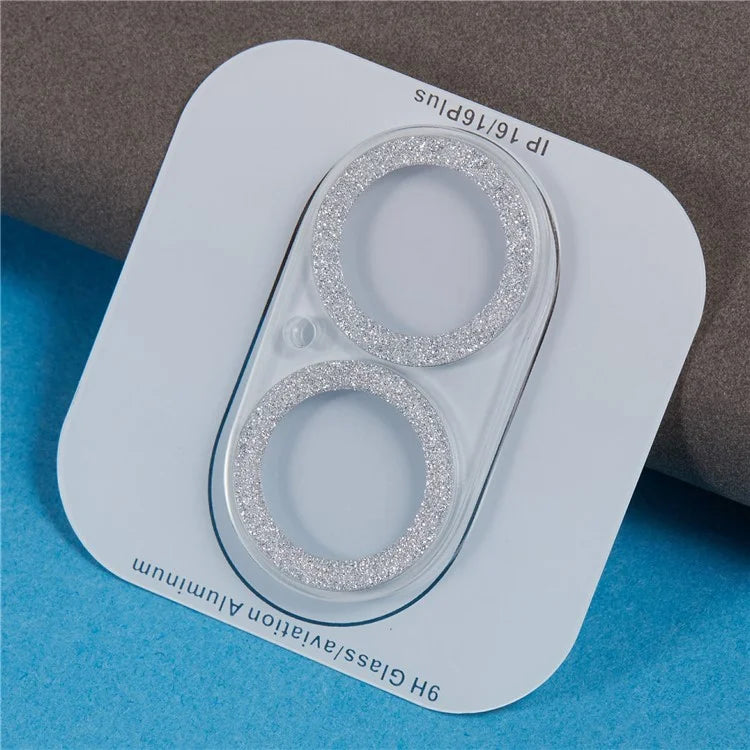 For iPhone 16 / 16 Plus Camera Lens Protector Glitter Tempered Glass Lens Film